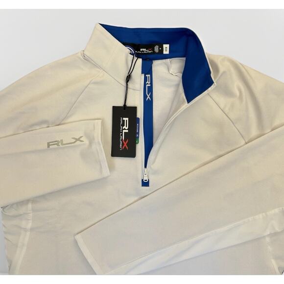 RLX Ralph Lauren Mens Golf 1/4 Zip White Pullover Long Sleeves Size M - NWT $188